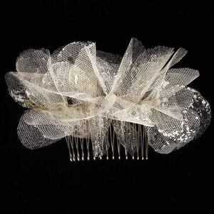 Paris by Debra Moreland Broken Blossoms Painted Tulle Bridal Hair Comb Headpiece